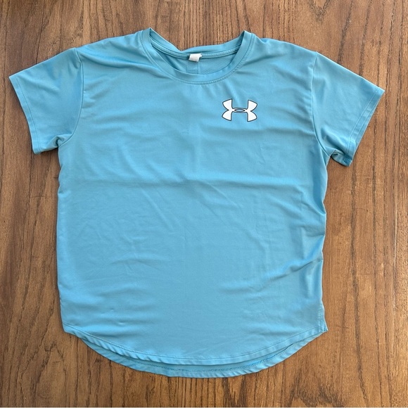 UNDER ARMOUR GIRLS HEATGEAR SHIRT Blue Size Youth Large - Picture 1 of 10